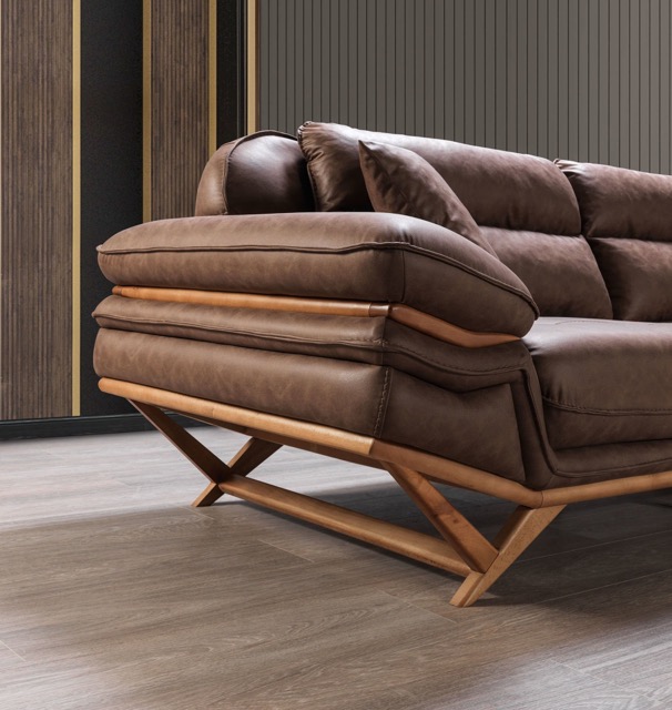 SALON MASERATI 3-3-1-1 EN TISSU ET NUBUCK BEIGE MARRON