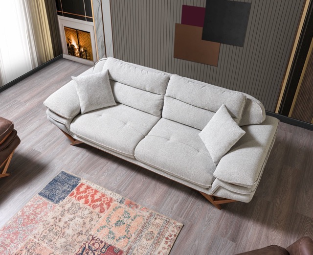SALON MASERATI 3-3-1-1 EN TISSU ET NUBUCK BEIGE MARRON
