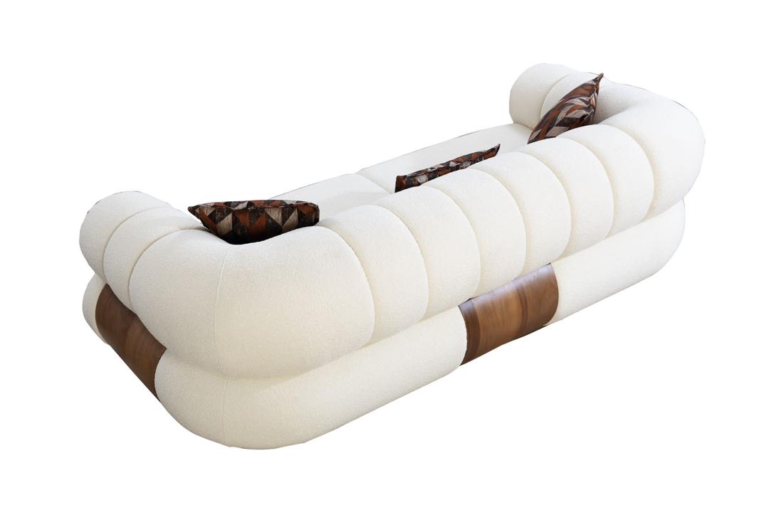 SALON ORBIS 3-3-1 EN TISSU BEIGE ET ORANGE