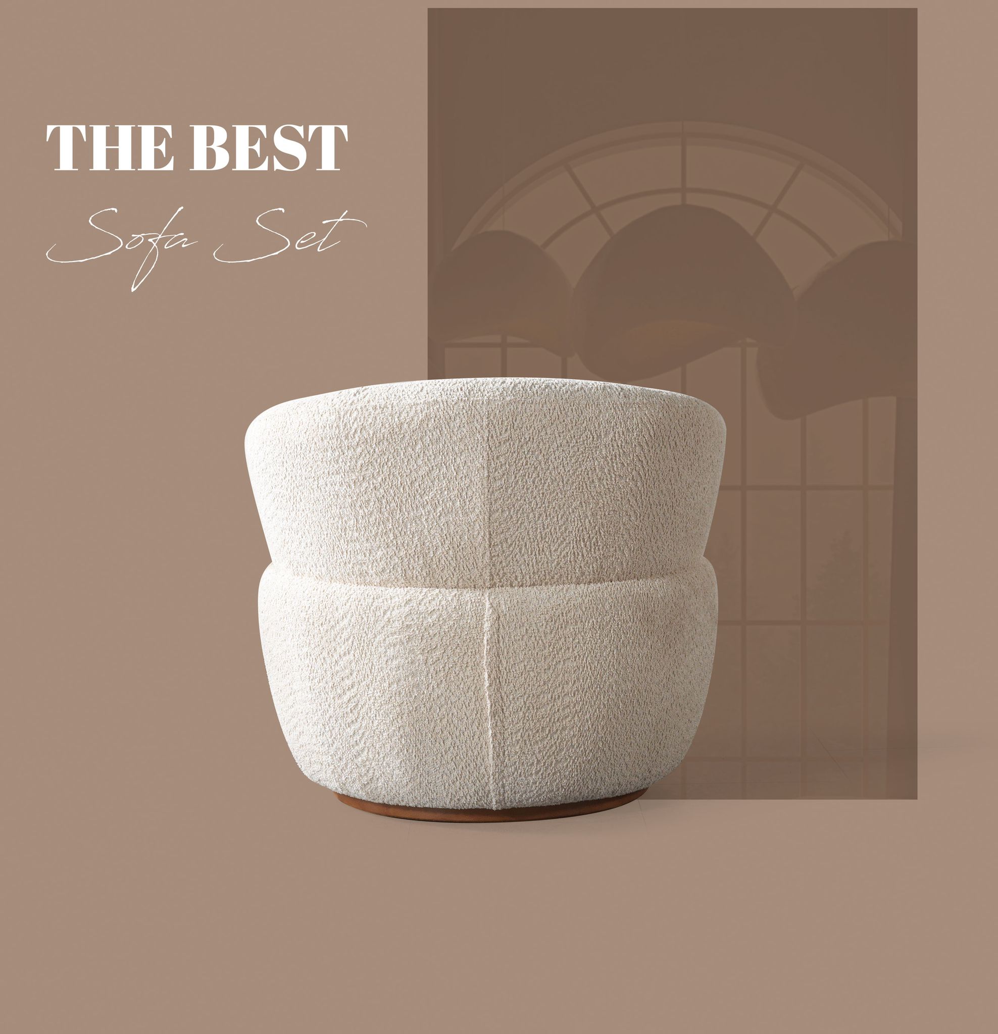 SALON ORBIS  3-3-1 EN TISSU BEIGE SAUMON
