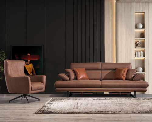 SALON PARIS  3-3-1-1 EN  NUBUCK MARRON BEIGE