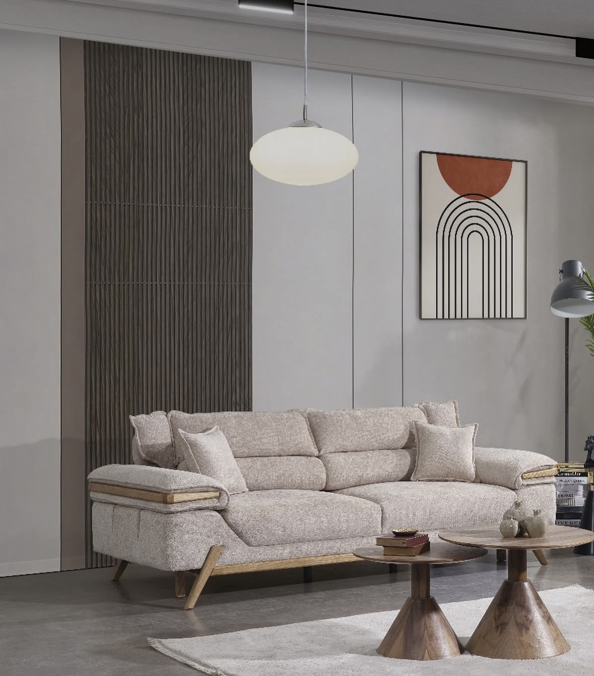 SALON TESLA 3-3-1 EN TISSU MARRON BEIGE