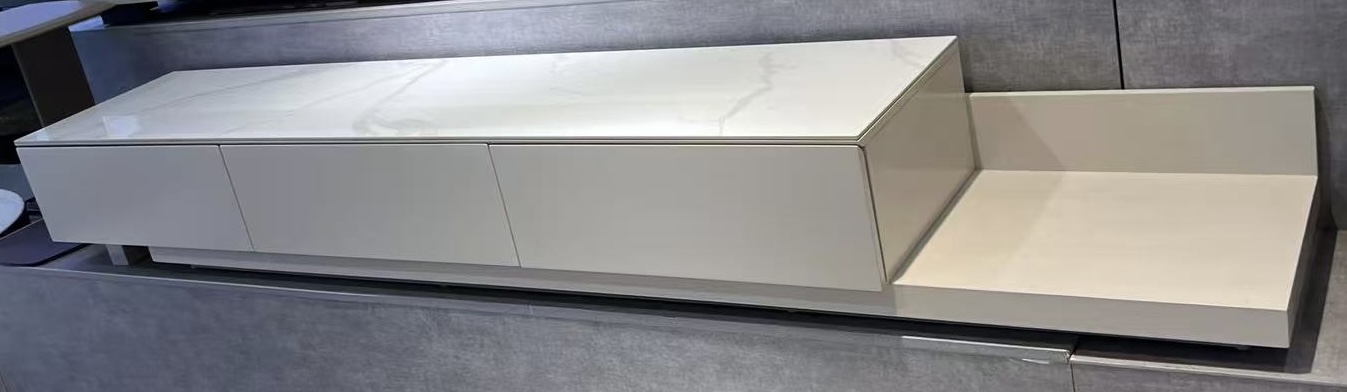 MEUBLE TV ANTALYA EN  BOIS BLANC ET MARBRE 200X60 CM