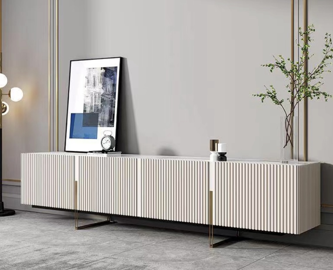 MEUBLE TV LOTTO EN BOIS BLANC 200X50CM