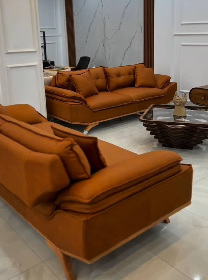 SALON BELLA 3-3-1 EN TISSU ORANGE