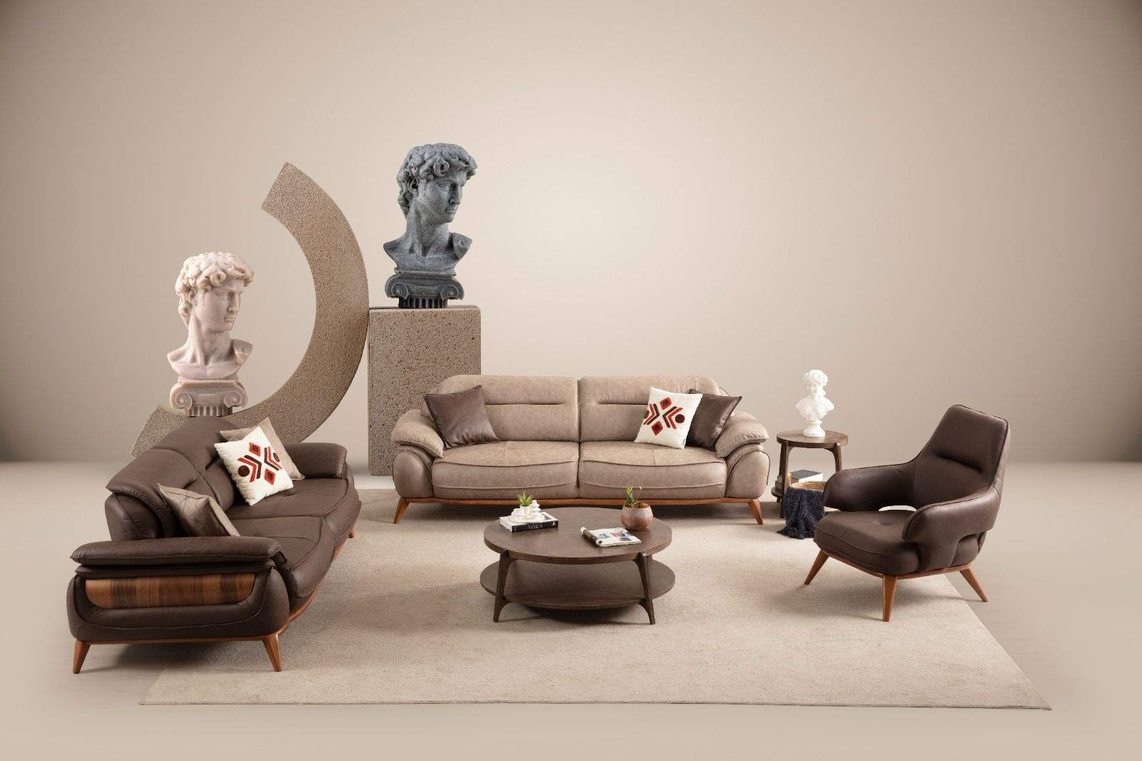 SALON FLORYA  3-3-1-1 EN NUBUCK MARRON BEIGE