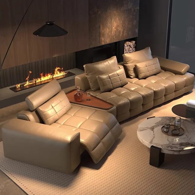 SALON  L LOVESEAT EN CUIR AVEC MECANISME