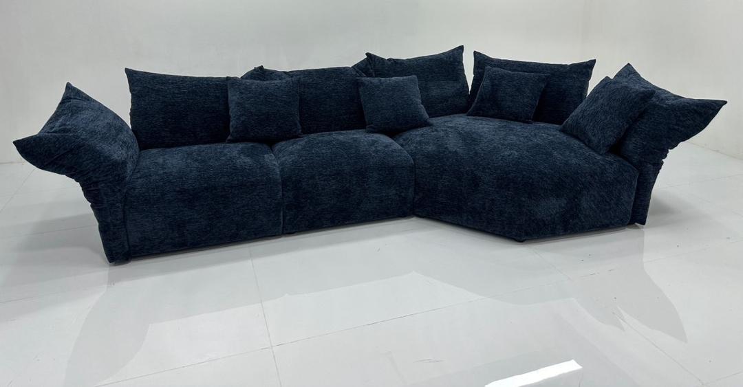 SALON L PUFFY  BLEU 5 PLACES 335X125X93 CM
