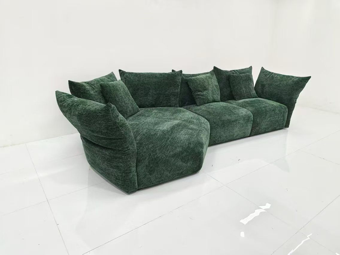 SALON L PUFFY VERT 5 PLACES 335X125X93 CM