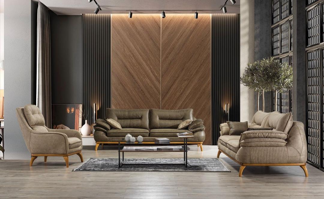 SALON LOFT 3-3-1-1 EN NUBUCK BEIGE MARRON