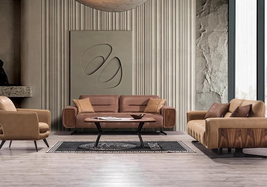 SALON OSLO 3-3-1-1 EN NUBUCK BEIGE MARRON
