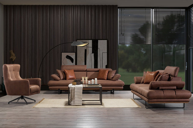 SALON PARIS  3-3-1-1 EN  NUBUCK MARRON BEIGE