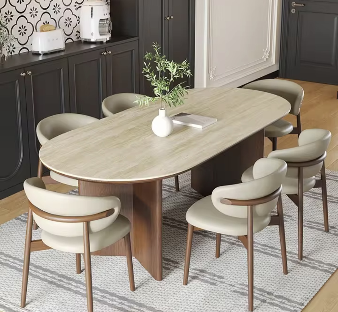 TABLE A MANGER ANKA WALNUT AVEC 6 CHAISES 180X90CM