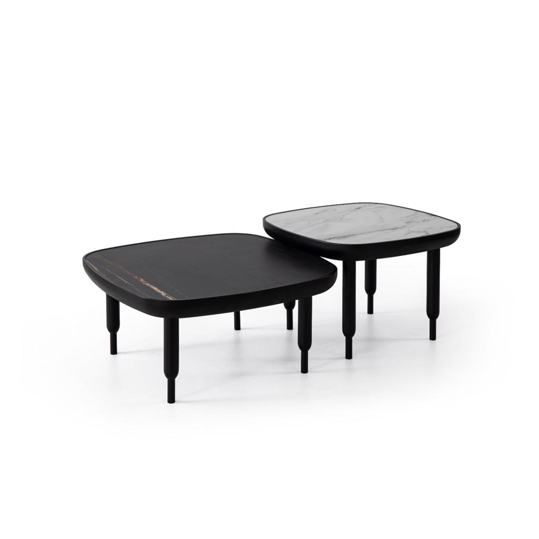 TABLE BASSE EVA  EN BOIS NOIR  80X55CM 75X65CM