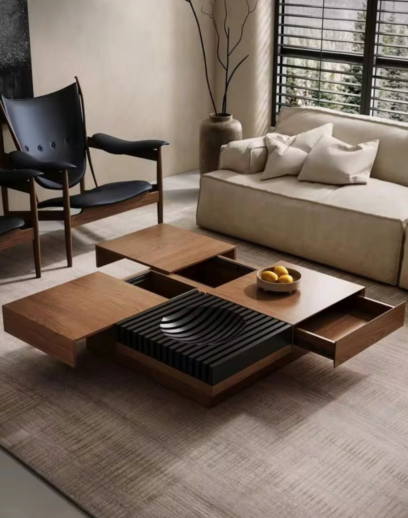 TABLE BASSE POINT  EN BOIS 110X110CM